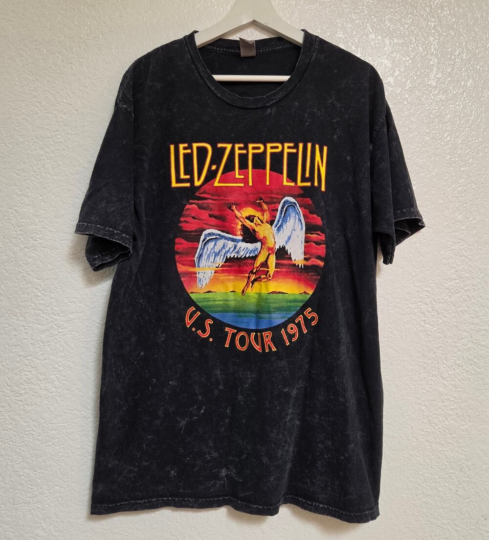 Led Zeppelin T-Shirt US Tour 1975 Graphic Reprint Short Sleeve Mens Size XL